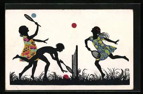 Künstler-AK St.Bender: junge Mädchen spielen Tennis
