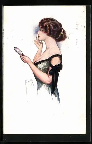 Künstler-AK Court Barber: Frau pudert sich