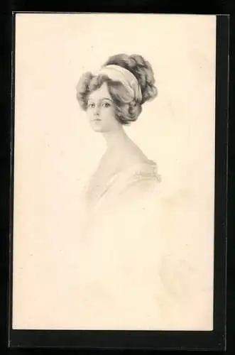 Künstler-AK Schilbach: Damenportrait mit aufgetürmten Haaren