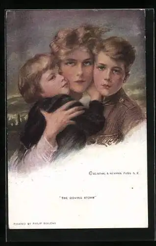 Künstler-AK Philip Boileau: Vor dem Sturm, Mutter mit zwei Kindern