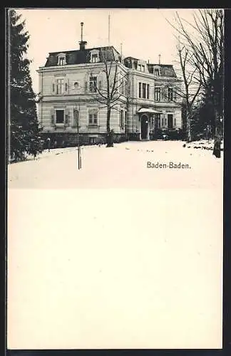 AK Baden-Baden, Villa im Schnee