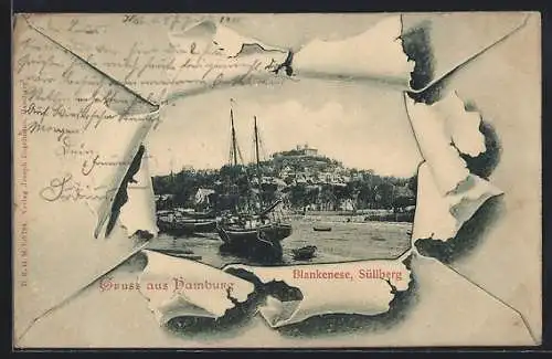 AK Hamburg-Blankenese, Segelboote vor dem Süllberg