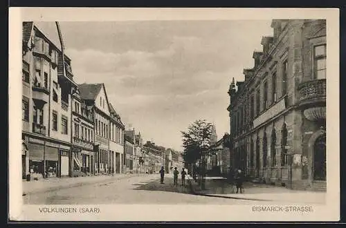 AK Völklingen /Saar, Geschäfte in der Bismarck-Strasse