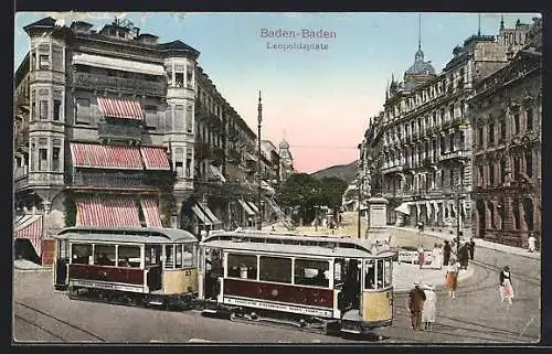 AK Baden-Baden, Strassenbahn auf dem Leopoldsplatz