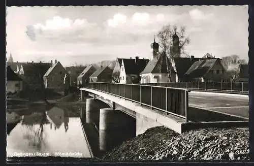 AK Oettingen /Bayern, Flusspartie an der Wörnitzbrücke