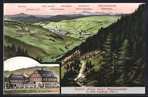 AK Oberwiesenthal, Gasthof Neues Haus, Panorama
