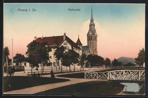 AK Coswig i. S., Gasthaus Röder am Wettinplatz