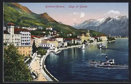AK Gardone-Riviera, Promenade am Seeufer