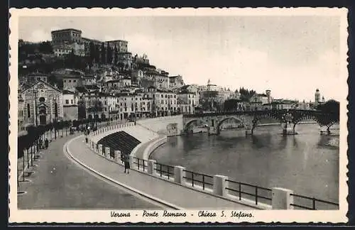 AK Verona, Ponte Romano, Chiesa S. Stefano