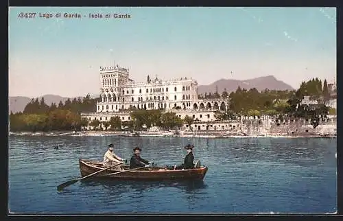 AK Isola di Garda /Lago di Garda, Ruderboot auf dem See