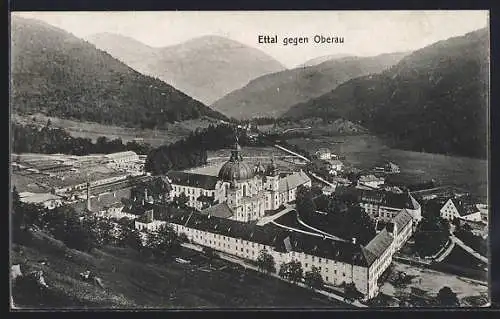 AK Ettal, Blick gegen Oberau