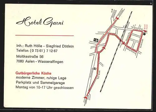AK Wasseralfingen, Hotel Garni, Café-Weinstube, Inh. Ruth Hölle, Siegfried Dötlein, Moltkestr. 56