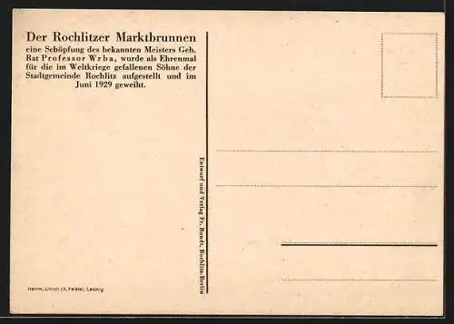 Künstler-AK Rochlitz, Hotel Goldener Löwe am Marktbrunnen