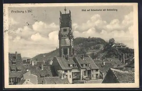 AK Freiburg i. Br., Blick auf Schwabentor und Schlossberg