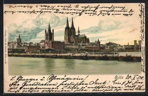 AK Köln, Blick auf Dom mit Umgebung