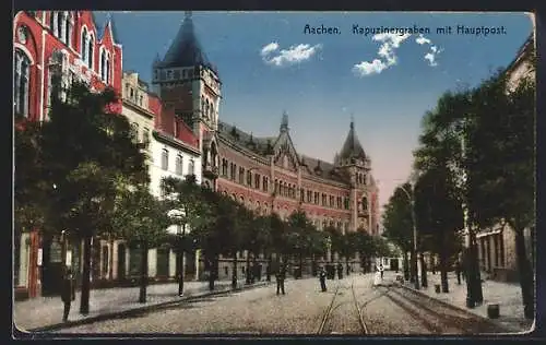 AK Aachen, Kapuzinergraben mit Hauptpost