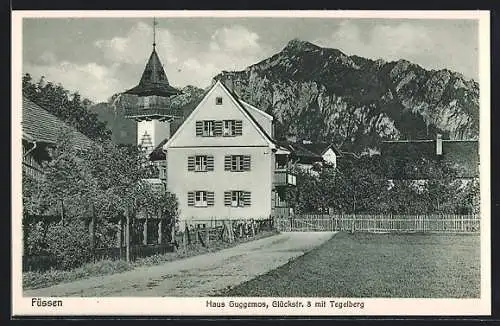 AK Füssen, Haus Guggemos mit Tegelberg, Glückstrasse 8