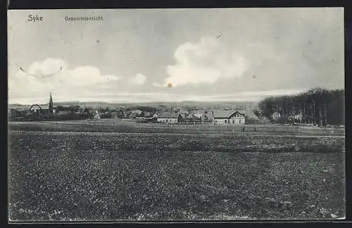 AK Syke, Blick über Felder auf die Ortschaft