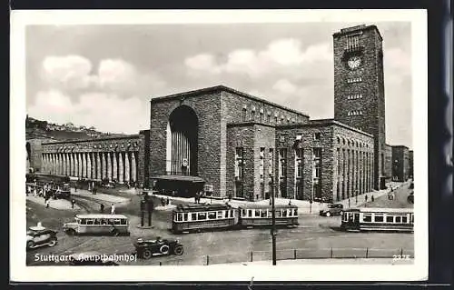 AK Stuttgart, Hauptbahnhof, Strassenbahn