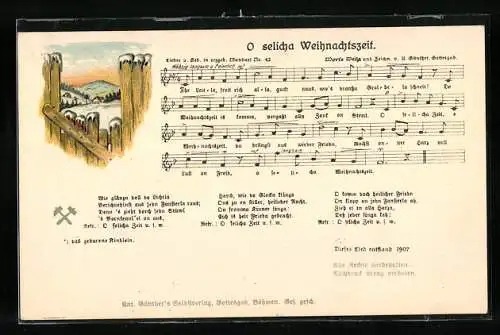 Lied-AK Anton Günther Nr. 42: O selicha Weihnachtszeit, Text und Noten