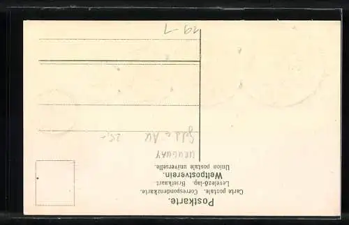 AK Geld, Uruguay, Landesflagge, Übersicht Münzen der Landeswährung, Vergleich zu anderen Währungen