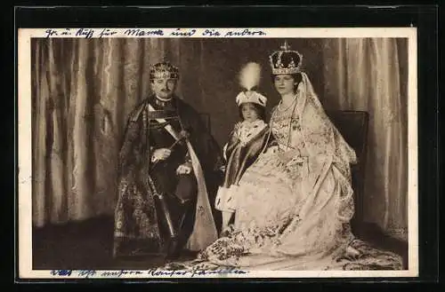 AK Kaiser Karl I. von Österreich, Kaiserin Zita und Thronfolger