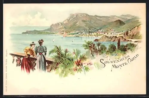 Lithographie Monaco, Panorama, Frauen