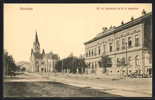 AK Munkács, All. el. nepiskola es R. k. templom
