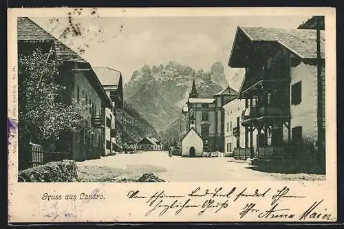 AK Landro, Strasse mit Blick zum Monte Cristallo