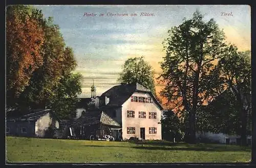 AK Oberbozen am Ritten, Ortspartie mit Wiese
