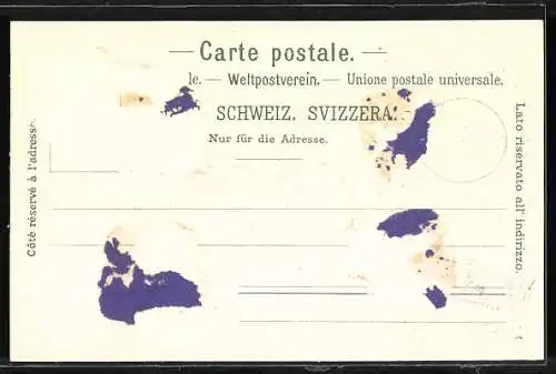 Winter-Lithographie Basel, Pfalz, St. Johannthor, Blick über die Dächer