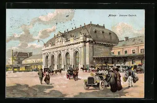 Künstler-AK Milano, Stazione Centrale