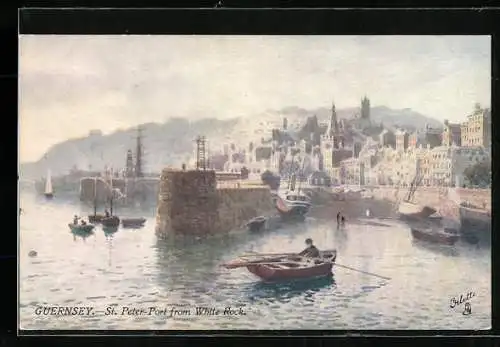 Künstler-AK Raphael Tuck & Sons Nr. 7318: Guernsey, St. Peter-Port from White Rock
