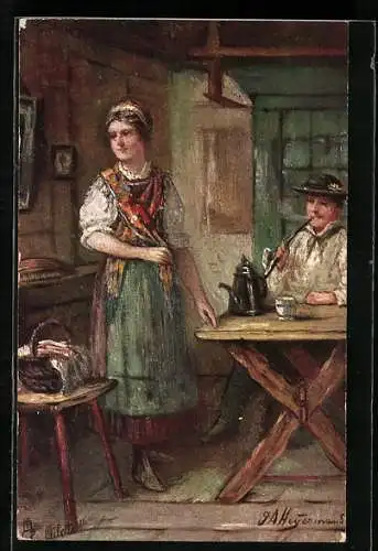 Künstler-AK Raphael Tuck & Sons Nr. 253B: In der Schwarzwaldstube