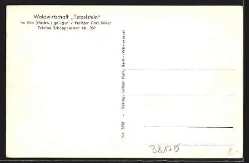 AK Königslutter, Gasthaus Waldwirtschaft Tetzelstein mit Zufahrt