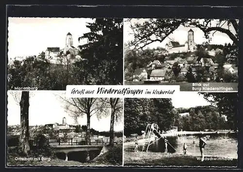 AK Niederalfingen im Kochertal, Ortsansicht, Waldschwimmbad, Marienburg