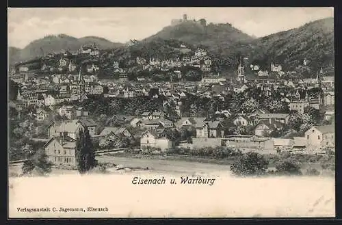 AK Eisenach, Teilansicht mit der Wartburg