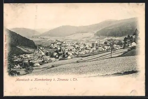 AK Manebach /Ilmenau, Ortsansicht mit Kammerberg und Umgebung