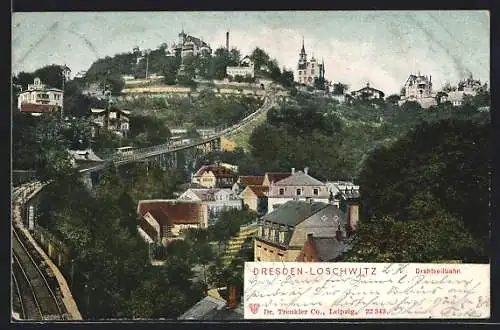 AK Dresden-Loschwitz, Drahtseilbahn zum Gasthaus Luisenhof