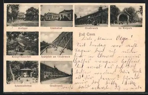 AK Bad Elmen, Kurhaus, Lindenbad, Gradierwerk, Schneewittchen