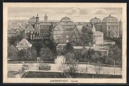 AK Darmstadt, Ansicht vom Schloss
