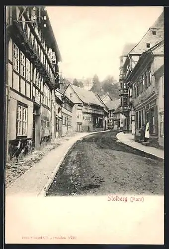 AK Stolberg / Harz, Ortsansicht mit alten Fachwerkhäusern