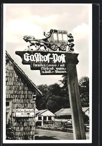 AK Beerfurth i. Odw., Wegweiser zum Gasthof-Pension zur Post