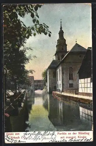 AK Erbach i. O., Mümling mit ev. Kirche