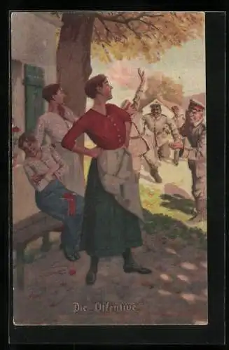 Künstler-AK Immer Fachmann 3: Die Offensive, Soldatenhumor