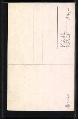 Künstler-AK Luis Usabal: Fräulein Feldgrau mit grünem Mützenband und Offizier