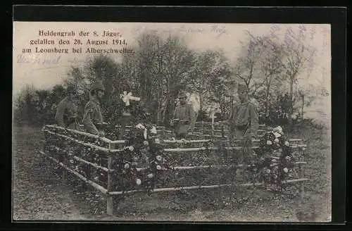 AK Heldengrab der 8. Jäger, gefallen 1914, am Leonsberg bei Alberschweiler