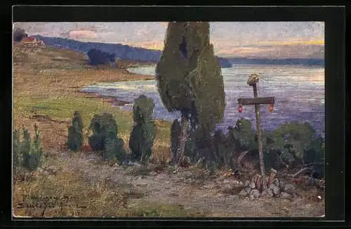 Künstler-AK Russengrab bei Tannenberg