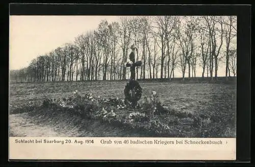 AK Schlacht bei Saarburg 1914, Grab von 46 badischen Kriegern bei Schneckenbusch