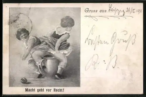 AK Macht geht vor Recht!, zwei Mädchen streiten sich um einen Nachttopf